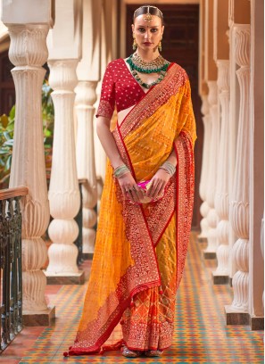 Designer Yellow Printed Georgette Saree