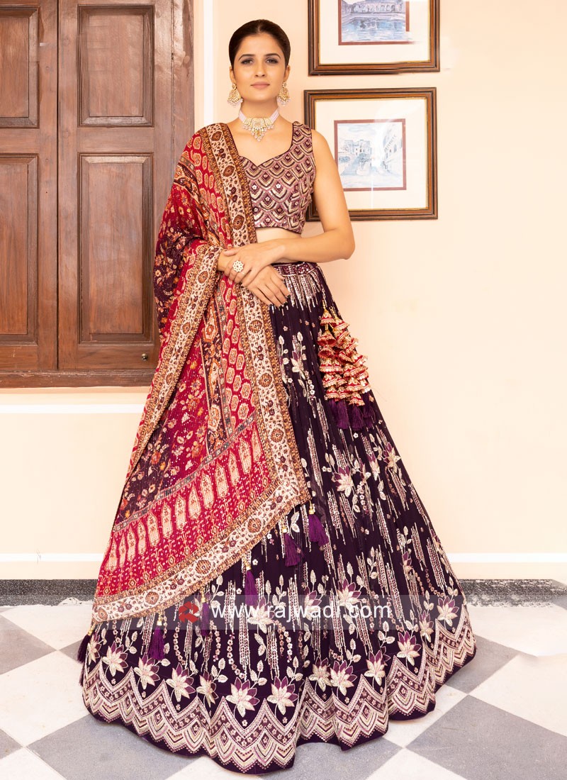 wine-colored-lehenga - ShaadiWish