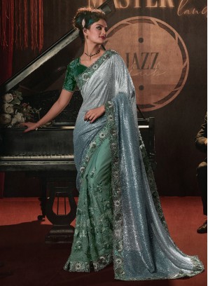 Festive Wear Sequins Embroidered Designer Saree