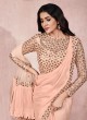 Satin Silk Embroidered Trendy Saree in Peach