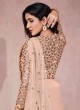 Satin Silk Embroidered Trendy Saree in Peach