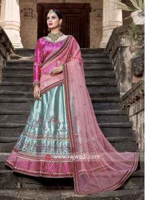 Satin Silk Embroidered Lehenga Choli