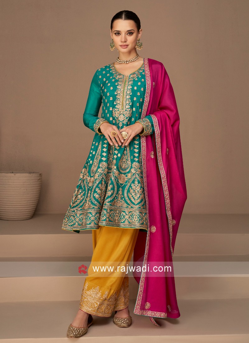 C green hot sale punjabi suit