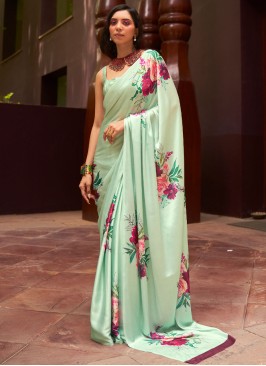 Sea Green Color Classic Saree