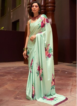 Sea Green Color Classic Saree