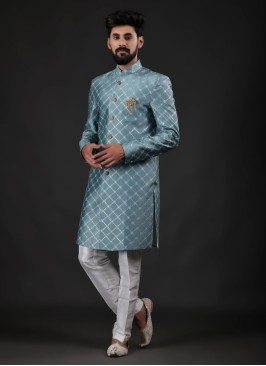 Sea Green Color Indowestern For Men