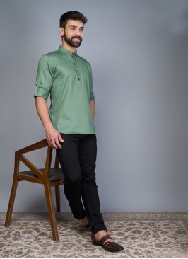 Sea Green Cotton Silk Kurta