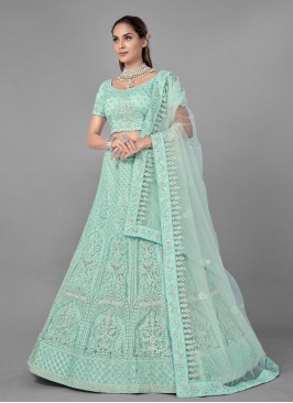 Sea Green Dori Work Mehndi Lehenga Choli