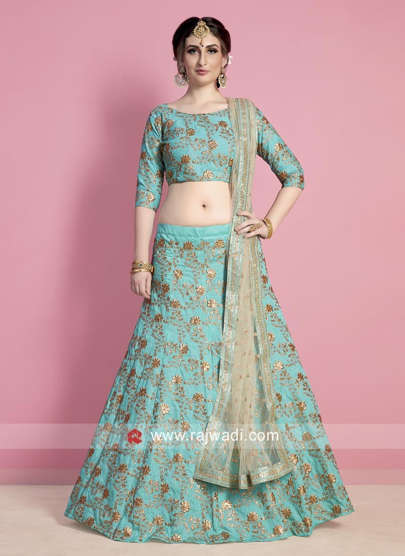 Sea Green and PinkTraditional Silk Lehenga Choli Set – nirshaa