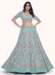 Sea Green Floral Embroidered A Line Lehenga Choli