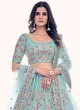 Sea Green Floral Embroidered A Line Lehenga Choli