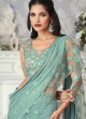 Sea Green Lycra Ready-to-Wear Designer Saree