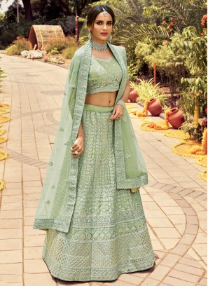 Sea Green Mehndi Lehenga Choli