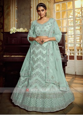 Sky Blue Net Lehenga Choli