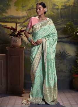 Sea Green Silk Designer Saree