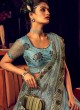 Powder Blue Net Designer Saree