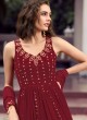 Maroon Embroidered Georgette Designer Gown