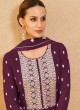 Wine Georgette Zari Embroidered Palazzo Salwar Suit