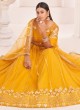 Sensational Mustard Net Designer Lehenga Choli