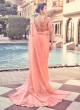 Peach Organza Ruffle Saree With Embroidered Blouse