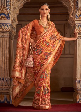 Sensible Orange Weaving Saree