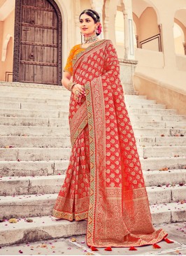 Red Silk Designer Wedding Saree