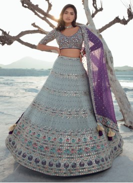 Sequins Embroidered Chiffon Lehenga Choli With Dupatta