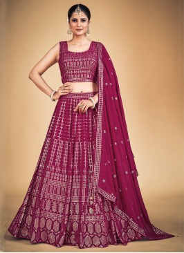 Sequins Embroidered Georgette Rani Lehenga Choli