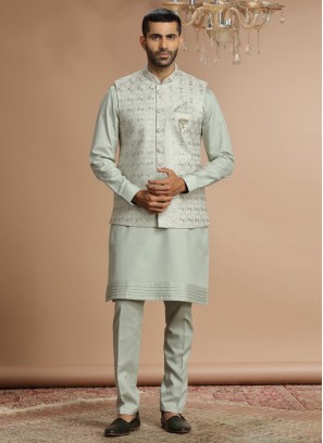 Sequins Embroidered Nehru Jacket Set For Men