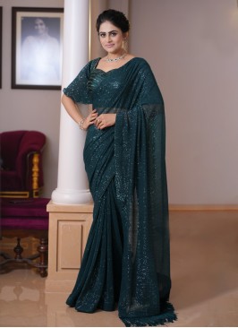 Sequins Embroidered Party Wear Designer Saree