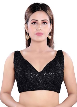 Embroidered Ready Blouse In Black
