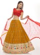 Mustard Georgette Satin A Line Lehenga Choli