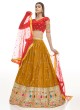 Mustard Georgette Satin A Line Lehenga Choli