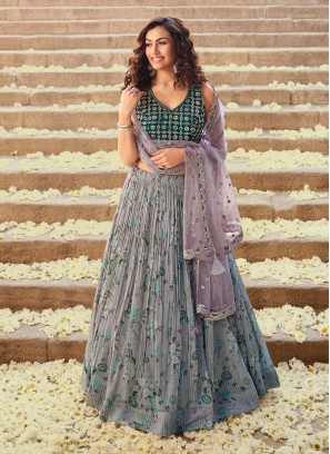 Sequins Silk Readymade Lehenga Choli in Grey