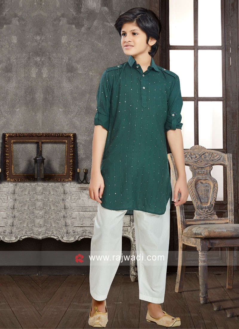 Aqua Green Linen Festive Wear Plain Pathani Suit | Kids shirts design,  Designer kids clothes, Boys clothes style