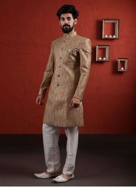 Sequins Work Designer Indowestern In Silk Fabric