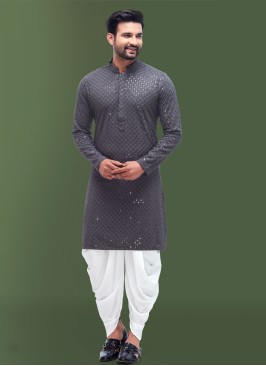 Sequins Work Grey Color Designer Indowestern