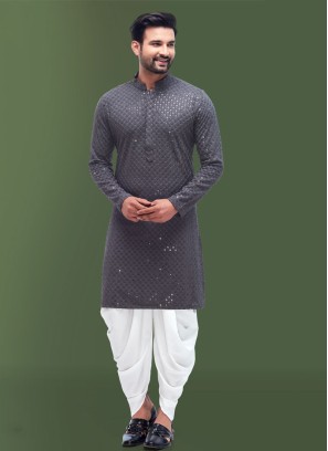 Sequins Work Grey Color Designer Indowestern