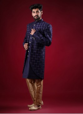 Sequins Work Jacket Style Indowestern