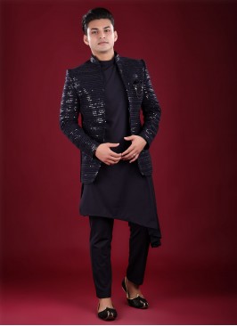 Sequins Work Jacket Style Indowestern For Men