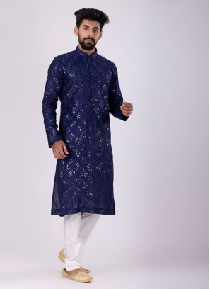 Sequins Work Kurta Pajama For Groom