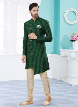 Sequins Work Mens Indowestern Set For Wedding