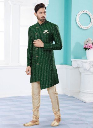 Sequins Work Mens Indowestern Set For Wedding