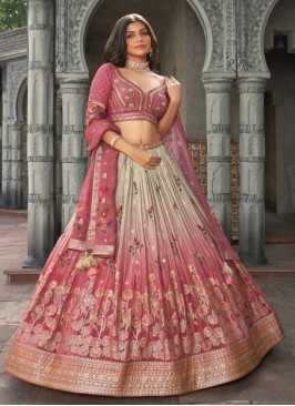 Shaded Color Chiffon Lehenga Choli With Weaving Embroidery