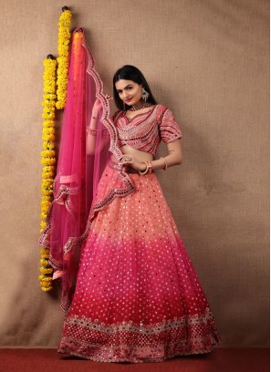 Shaded Color Silk Lehenga Choli For Wedding