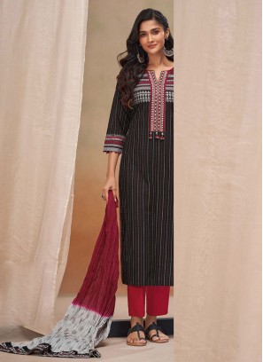 Shagufta Black Cotton Printed Salwar Kameez