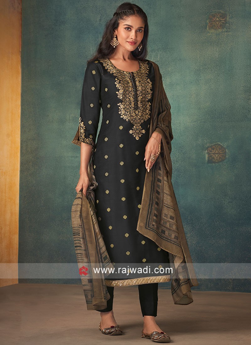 Buy Black Faux Georgette Plazzo Salwar Suit (NWS-7019) Online