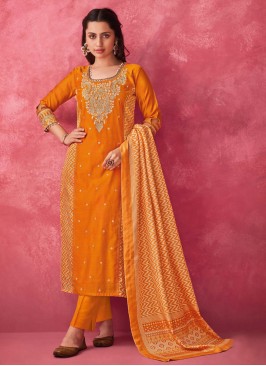 Shagufta Chanderi Silk Orange Salwar Kameez