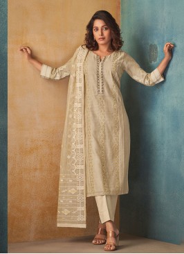 Shagufta Cream Pant Style Salwar Kameez