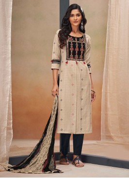 Shagufta Dark Beige Pant Style Salwar Suit